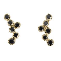 18k Yellow gold stud earrings with six black diamonds each. Setting measures 10 x 5mm. .2 total carat weight (for pair) Jewelry Artwork, Satomi Kawakita, Black Diamond Studs, Second Piercing, Bling Earrings, Organic Pattern, Black Diamonds, Diamond Cluster, Gold Earrings Studs