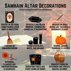 Wiccan Samhain, Autumn Witchcraft, Witch Holidays, Witchy Holidays, Samhain Ideas, Personal Rituals, Samhain Decorations, Wearing Crystals, Wicca Holidays