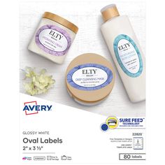 avery glossy white oval labels