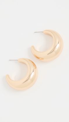 Fast Free Shipping & Free Returns on SHASHI Tsuki Hoops at Shopbop. Shop new arrivals from SHASHI at Shopbop.com Metallic Earrings, Accessories Jewelry Earrings, Metal Earrings, Fun Bags, Made In The Usa, Crescent, Jewelry Pieces, New Arrivals, Jewelry Accessories