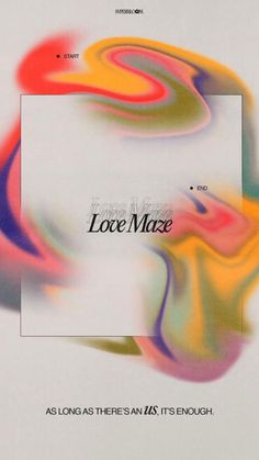 the cover art for love maze, which features multicolored swirls on white paper