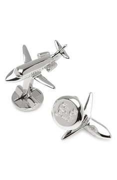 A modest start to your jet collection, these sterling silver cuff links will inspire you to wealth and achievement, from boardroom to landing strip. 3/4" x 1" Fixed back Sterling silver Imported Air Force Cufflinks, Landing Strip, Pearl Cufflinks, Sterling Silver Cufflinks, Round Logo, Stud Set, Branded Gifts, Silver Cufflinks, Private Jet