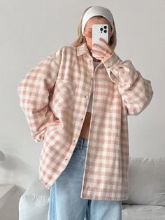 Pink Plaid Jacket : Decoration: none Age: MIDDLE AGE Thickness: Standard Material: POLYESTER Style: Casual Hooded: No High-concerned Chemical: None Season: Autumn/Winter Pattern Type: Plaid Sleeve Length(cm): Three Quarter Outerwear Type: JACKETS Gender: WOMEN Clothing Length: regular Type: regular Item Type: Outerwear & Coats Model Number: BP1143 Collar: Turn-down Collar Closure Type: Single Breasted Sleeve Style: regular Oversized Plaid Cotton Outerwear, Plaid Cotton Long Sleeve Outerwear, Pink Long Sleeve Shacket For Winter, Pink Long Sleeve Winter Shacket, Pink Winter Casual Shacket, Pink Casual Winter Shacket, Pink Collared Shacket For Winter, Plaid Long Sleeve Shacket For Spring, Casual Pink Winter Shacket