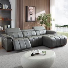 a living room scene with focus on the sectional sofa