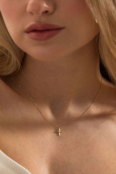 Small diamond cross necklace, Christmas gift, elegant jewelry, high-quality materials, expert craftsmanship, stylish accessory, sparkling diamond necklace, special occasion necklace, everyday wear jewelry, fine jewelry, religious jewelry, Christian jewelry, spiritual necklace, faith necklace, chic jewelry, unique necklace, meaningful necklace, versatile necklace, fashion jewelry, luxurious jewelry 14k Gold Crucifix Necklace Fine Jewelry, Delicate 14k Gold Cross Pendant Necklace, 14k Gold Clavicle Chain Necklace With Cross Pendant, 14k Gold Clavicle Chain With Cross Pendant, 14k Gold Cross Clavicle Chain Necklace, 14k Gold Delicate Chain Cross Necklace, Dainty Yellow Gold Cross Necklace, 14k Gold Cross Necklace With Delicate Chain, 14k Gold Cross Diamond Necklace For Gift