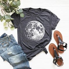 Moon Shirt for Women, Celestial Full Moon T-Shirt, Fall Clothing Gift for Her, Unique Moon Graphic Tee, Galaxy Outer Space T-shirt, Moon Tee ⭐Please Check All Photos For Details.   🐞Choose Your T-Shirt Size From The Drop-Down Lists Next To The item Picture   ⭐Choose Of Your T-Shirt Color From The 2nd Picture   🐞Use "Add message to Seller" link On The Checkout Page To Send me the Following important Details For Your Order's Customization.   ⭐Shipping Time Varies by location (we are located in S Moon Graphic Tee, Moon Graphic, Moon T Shirt, Moon Shirt, Sugar Land, Drop Down List, Fall Clothing, Shirt For Women, Clothes Gift