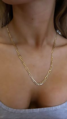 14K Yellow Gold Figaro Chain 22 inches 6.4 Grams 4mm Luxury Metal Figaro Chain Necklace, Luxury Figaro Chain Link Jewelry, Luxury Heirloom Figaro Chain Necklace, Luxury Gold Plated Figaro Chain Jewelry, Xoxo Jewelry, Gold Figaro Chain, Figaro Necklace, Necklace Stack, Solid Gold Chains