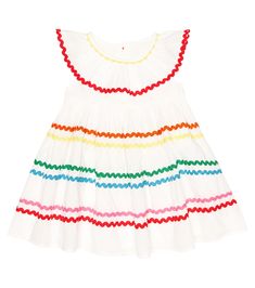 Baby Cotton Dress in White - Stella Mc Cartney Kids | Mytheresa Cotton Twirl Dress With Ruffles For Playtime, White Summer Twirl Dress With Ruffles, Cotton Playtime Sundress, Playful Cotton Ruffle Twirl Dress, Playful Cotton Twirl Dress With Ruffles, Multicolor Cotton Sundress For Play, Summer Playtime Dress With Ruffles, Multicolor Cotton Twirl Dress For Summer, Summer Dresses With Ruffles For Playtime