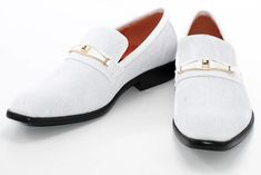 Men's White Baroque Embroidered Dress Shoe Formal Wingtip Loafers For Spring, Formal Slip-on Dress Shoes For Spring, Spring Formal Slip-on Dress Shoes, Elegant Spring Dress Shoes With Brogue Detailing, Spring Gala Slip-on Dress Shoes, Elegant White Leather Shoes For Semi-formal Occasions, Elegant Wingtip Loafers For Spring, Elegant White Leather Shoes For Formal Occasions, Spring Season Formal Slip-on Leather Shoes