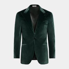 This dark green dinner jacket is cut to a tailored fit, providing a slim chest and waist for a refined silhouette with a natural shoulder design. It features a straight peak lapel, jetted pockets, and a half-canvas construction. Fitted Green Sport Coat For Semi-formal Occasions, Elegant Tailored Dark Green Blazer, Green Formal Long Sleeve Suits, Green Business Suit For Fall, Dark Green Semi-formal Elegant Suit, Elegant Dark Green Semi-formal Suit, Green Formal Suit With Welt Pockets, Green Suit Collar Outerwear For Business, Tailored Dark Green Business Suit