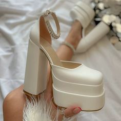 Shown Color: Ivory; Occasion: Evening Party; Material: Satin; In stock or not: Shipping in 48 hours; Season: Fall, Spring, Summer; Heel Height Range: High Heels; Heel Type: Thick Heels; Select Heel Height: 15 cm; Shoes Type: Heels; Shown Heel Height: 15 cm / 6 inch; Toe: Square Toe; Trend Collections: Fashion; Years: 2023; Chunky Pumps, Shoes For Woman, Summer High Heels, Crystal Dress, Wedding Pumps, Party Pumps, Women Platform Shoes, Satin Heels, Platform High Heels