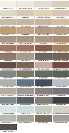 the color chart for different shades of paint