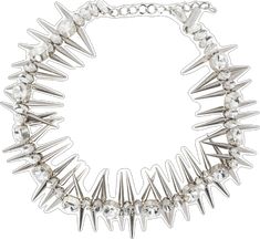 Punk Style Spiked Choker, Punk Style Spiked Choker Jewelry, Edgy Spiked Choker For Party, Punk Spikes Choker For Party, Party Choker With Spikes, Punk Spiked Choker For Parties, Adjustable Metal Rhinestone Choker, Edgy Metal Jewelry With Spikes, Trendy Spiked Jewelry For Parties