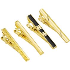 PRICES MAY VARY. 【Fashionable Design】Black Tie clips for men is 2.2 inches (56mm) in length which is suitable for almost all widths of ties. The exquisite and unique design of tie bar can make you more elegant and eye-catching on any occasion, such as wedding anniversaries, business, meetings, and daily life. 【Durable Tie Clip For Men】The material of tie clip is made of brass with an electroplated and polished surface, as well as tie pins and clips for men have a sturdy metal construction with s Gold Tie, Mens Tie, Tie Clips, Tie Pin, Man Set, Business Professional, Smooth Edges, Tie Bar, Metal Construction