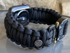 Apple Watch Paracord Band SERIES 1 2 3 4 & 5 550 Paracord | Etsy Adjustable Black Apple Watch Band For Outdoor, Adjustable Black Watch Bands With Custom Hardware, Adjustable Durable Black Apple Watch Band, Black Paracord Bracelet Strap Watch Band, Custom Black Watch Bands For Outdoor, Custom Black Outdoor Watch Bands, Customizable Watch Bands, Durable Custom Watch Accessories For Everyday Use, Handmade Adjustable Black Apple Watch Band