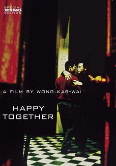 the poster for happy together shows two people embracing each other in front of a checkered floor