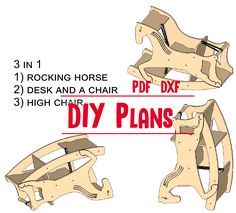 the diagram shows how to build a rocking horse and other diy plans for this project