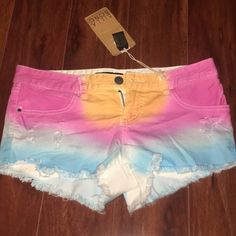 Adorable Tie Dye Shorts With Fringe At The Bottom :) Perfect For Festivals, Coachella, Concerts! Size 7 Nwot! Open To Offers! Shorts With Fringe, Billabong Shorts, 7 Jeans, Tie Dye Shorts, Billabong, Boho Shorts, White Blue, Jean Shorts, Tie Dye