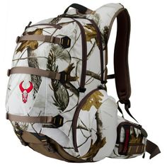 the back pack is decorated with realtree camo and has a red bull logo on it