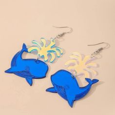 This Unique Piece Is A Wonderful Addition To Your Wardrobe And Your Style; Sure To Get Lots Of Compliments! Gshmhx0010007jv Blue Earrings For Vacation, Fun Blue Summer Jewelry, Fun Blue Jewelry For Summer, Fun Blue Beach Jewelry, Fun Blue Jewelry For Beach, Fun Blue Jewelry For The Beach, Whale Earrings, Teacup Cats, Boho Drop Earrings