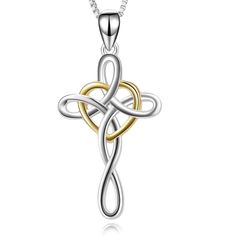 PRICES MAY VARY. Hypoallergenic,100% 925 Sterling Silver,Platinum Polished Finished Nickel-free, Lead-free, Cadmium-free,Long Time Wearing Keeps You a Good Health Celtic Knot Heart Cross Pendant Size:31.5*15.5 mm,Box Chain Length:18",0.8mm Width Very good choice as a gift to best friend,family member,also fit for mothday day memorial anniversary wedding birthday christmas valentine's day etc Perfect Necklace Jewelry Suit to Women,Ladies,Teen Girls,Business Parter,Great Gift to The One You Love Celtic Knot Cross, Heart Cross Necklace, Celtic Knot Jewelry, Horn Pendant Necklace, Sterling Silver Cross Necklace, Infinity Heart, Silver Cross Pendant, Swarovski Necklace, Celtic Cross