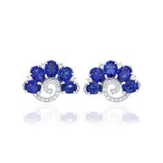 White Sapphire Earrings, Blue Sapphire Jewelry, Sapphire And Diamond Earrings, Gem Earrings, Blue Sapphire Diamond, Diamond Earring, Expensive Jewelry, White Gold Earrings, Gold Earring