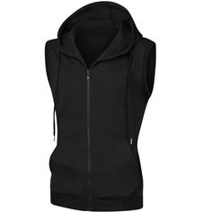 Sleeveless sweatshirt vest features pockets for you to keep your small items. A hoodie vest can be worn alone or paired with other garments like t-shirts or long-sleeved shirts for a daily look. Pair a hoodie vest with shorts, jeans, and casual trousers to create a different look. Hoodie vest is suitable for sports, camping, travel and daily wear. Vest With Shorts, Sleeveless Sweatshirt, Hoodie Vest, Hooded Vest, Shorts Jeans, Casual Trousers, Daily Look, Black Media, Small Items