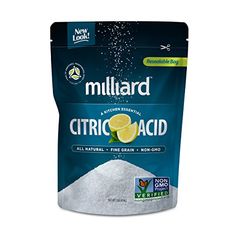 a bag of millard's citric acid powder on a white background,