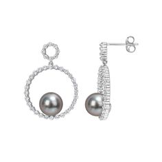 Adorned with luminous Tahitian cultured pearls and sparkling white sapphires, these Stella Grace 10k white gold earrings are an eye-catching accessory you'll love. Adorned with luminous Tahitian cultured pearls and sparkling white sapphires, these Stella Grace 10k white gold earrings are an eye-catching accessory you'll love. Nickel free Metal: 10k white gold Backings: post Packaging: boxed Plating: rhodium Finish: polished Length: 9.2 mmSTONE DETAILS Stone type: white sapphire Total weight: 1 1 White Gold Tahitian Pearl Jewelry With Diamond Accents, Tahitian Pearl White Gold Jewelry With Diamond Accents, Fine Jewelry With Tahitian Pearl And Diamond Accents, Elegant Silver Platinum Pearl Earrings, Platinum Round Pearl Earrings For Anniversary, Fine Jewelry White Gold Akoya Pearl Diamond Earrings, Evening Sterling Silver Pearl Earrings With Diamond Accents, White Gold Pearl Earrings With Diamond Dangle, White Gold Diamond Earrings With Pearl Drop