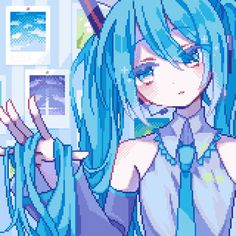 Anime Wallpapers Aesthetic, Sejarah Asia, Miku Hatsune Chibi, Miku Chan, Miku Hatsune Vocaloid, Y2k Art, Vocaloid Characters, Pixel Art Characters, Pfp Anime