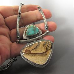 Earth Rocks, Picture Jasper and Turquoise Necklace, One of A Kind Metalsmith Jewelry, Argentium Sterling Silver - Etsy Turquoise Jasper For Jewelry Making, Turquoise Jasper Jewelry For Jewelry Making, Unique Untreated Turquoise Necklace Gift, Unique Turquoise Jasper Jewelry, Unique Untreated Turquoise Necklace For Gift, Unique Untreated Turquoise Necklace As Gift, Unique Silver Jasper Necklaces, Unique Silver Jasper Necklace, Artisan Chrysocolla Jewelry For Collectors