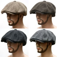 Tweed 8 Panel Newsboy Gatsby Ivy Cap for Men. Khaki BROWN. Fabric : Wool 50%, Acrylic 25%, Poly 25%. Front Attachment : FULLY SEWN DOWN to VISOR. 60cm approx. BROWN(Dot). BLACK(dot). 58cm approx. | eBay! Fishing Hats, Cabbie Hat, Flat Hats, Herringbone Tweed