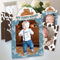 My First Rodeo Paper Photo Frames includes a set of 12 picture frames with stand that are suitable for 4x6 photographs. Six vertical frames come with a rounded shaped top and the other six frames come in a standard rectangular shape that can be displayed horizontally or vertically. Decorative Display: Show off your guest of honor's photos with the My First Rodeo paper frames. Paper photo frames are perfect for displaying pictures on bookshelves, welcome tables, tablescape centerpieces, and firep Cowboy 1st Birthday Party, Candy Guessing Game, My First Rodeo, Girl Bday Party, Rodeo Birthday, Paper Streamers, How To Make Banners, First Rodeo, Floral Banners