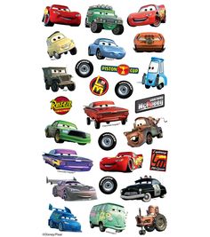 cars and trucks stickers on a white background