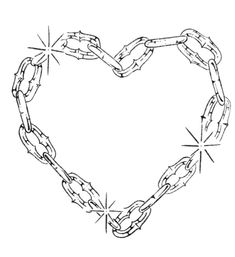 a heart made out of chains with the word love written on it and an arrow in the middle