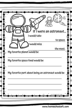 an astronaut worksheet with the words, i would't take it to space