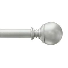 an image of a white curtain rod with a ball and finial on it's end