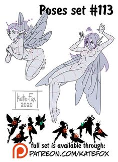 an image of a cartoon character with different poses and body shapes, including the fairy