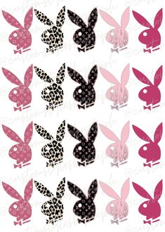 several different types of bunny ears and bows on a white background with black polka dots