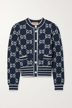 Shop GUCCI Cotton-blend jacquard cardigan, Explore the latest GUCCI women's collection today on NET A PORTER Gucci Cardigan, Jacquard Cardigan, Gucci Outfits, European Countries, Wholesale Shoes, Cotton Cardigan, Knitwear Cardigan, Jacquard Weave, Mother Of Pearl Buttons