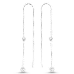 Sterling silver Diamond Threader earrings with cz crystals! Elegant Sterling Silver Threader Earrings With Adjustable Chain, Sterling Silver Earrings With Delicate Chain For Formal Occasions, Silver Earrings With Delicate Chain For Formal Occasions, Formal Sterling Silver Earrings With Delicate Chain, Formal Silver Earrings With Delicate Chain, Elegant Sterling Silver Round Threader Earrings, Silver Elegant Threader Earrings With Delicate Chain, Elegant Silver Threader Earrings With Delicate Chain, Formal Sterling Silver Threader Earrings