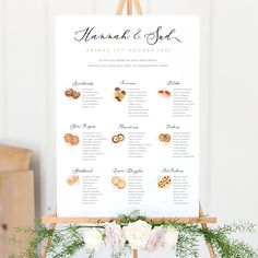 a table plan with cookies and flowers on it