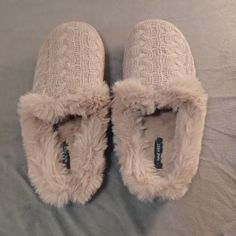 Nine West Bedroom Slippers. Tan/Taupe. Faux Fur Is So Soft. Inside Is Also Faux Fur. Sized As A Medium (7-8) But Seems A Little Small For An 8. See Measurements. Nwot Comfy Super Soft Beige Slippers, Comfortable Beige Slippers For Winter, Cozy Beige Round Toe Slippers, Cozy Super Soft Beige Slippers, Cozy Beige Winter Slippers, Beige Super Soft Winter Slippers, Winter Super Soft Beige Slippers, Super Soft Beige Winter Slippers, Brown Faux Fur Casual Slippers