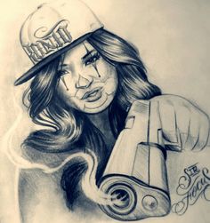 ♥ Chicano Tattoos Gangsters, Girls Drawing, Tattoos