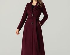 Purple Coat,long Full Length Wool Jacket,wool Long Coat,fitted Coat,warm Coat,dress Coat,plus Size Winter Coat,gift for Her,custom - Etsy Linen Style Fashion, Wool Long Coat, Wool Cape Coat, Asymmetrical Coat, Wool Wrap Coat, Coat Plus Size, Sleeveless Coat, Purple Coat, Vest For Women