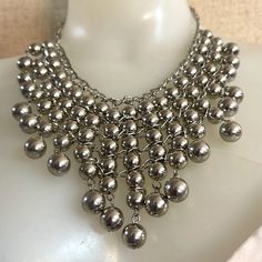 Nwt Silver Metallic Balls Bib Necklace 16” With 3” Extendion Brand New, And In Excellent Condition Buy Two Or More Items And Get 20% Discount Instantly. Buy Four Or More Items And I’ll Ship Them Free! Just Message Me In The Comments. Metal Ball, Bib Necklace, Gold Plated Chains, Beading Patterns, Multi Layering, Womens Jewelry Necklace, Silver Fashion, Metallic Silver, Size 16