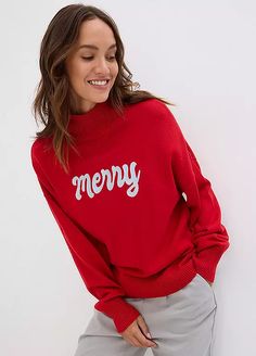 bonprix Turtleneck ’Merry’ Christmas Jumper Sustainable Farming, Christmas Jumper, Winter Wardrobe, Long Length, Stylish Design, Soft Fabric, Soft Fabrics, Sweaters & Cardigans