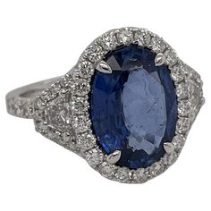 Ceylon Sapphire, Sapphire Diamond Ring, Sapphire Diamond, Cocktail Rings, Round Diamonds, Blue Sapphire, Heart Ring, Diamond Ring, 18k Gold