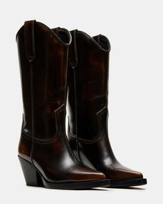 HUXLEY BROWN LEATHER Brown Cowboy Boots, Western Boots Women, Western Boot, Cowboy Boot, Boots Fall, Brown Dress, Brown Boots, Western Boots, Women's Boots