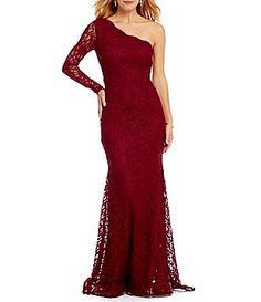 Xscape One Shoulder Lace Gown Women's Formal Dresses, Plus Size Petite, Masquerade Party, Masquerade Ball, Dresses Evening, Lace Gown, Junior Dresses, Dillard's, Petite Size